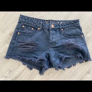High rise denim shorts